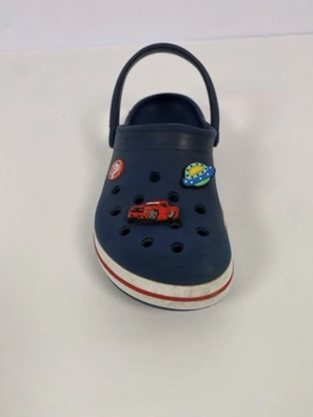 Crocs Unisex Navy Clog Sandals size C13 W/Charms.